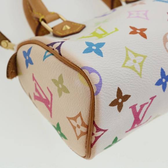 LOUIS VUITTON Monogram Multicolor Mini Speedy Hand Bag White M92645 Auth am548g - Picture 14 of 16